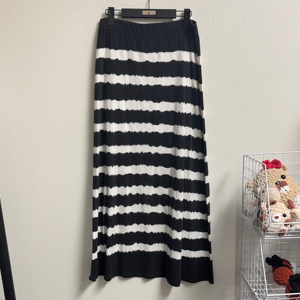 Peruvian Connection Striped Black and White Maxi Skirt